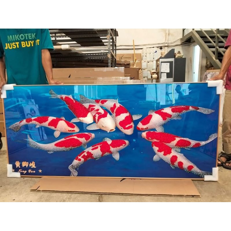lukisan Porcelain Diamond 5d gambar ikan koi