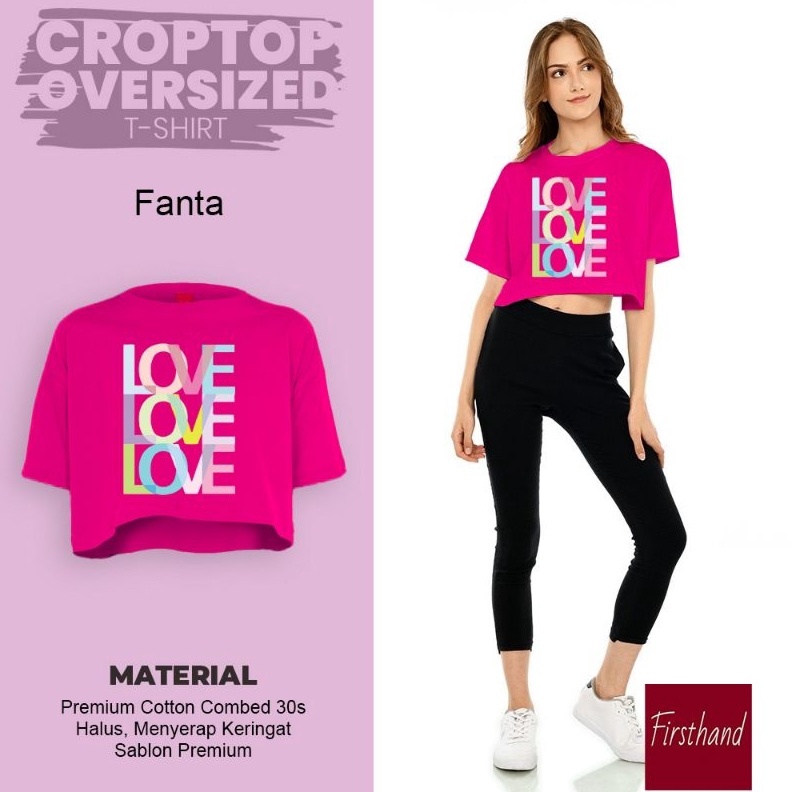 KODE K6I Kaos Zumba Gym Senam Crop Top Oversize Baju Atasan Crop Love Original