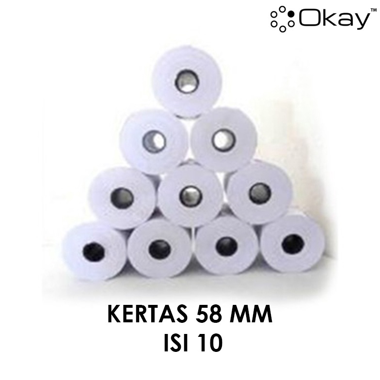 

KODE Q56X OKAY kertas thermal struk printer kasir ppob 58x4 mm premium hitam warna jelas isi 1 ROOL