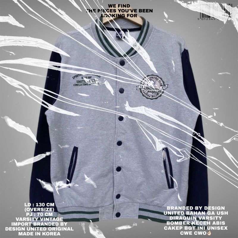 Design united original/varsity sweater/branded varsity/grey sweater/varsity bomber sweater/2tone swe