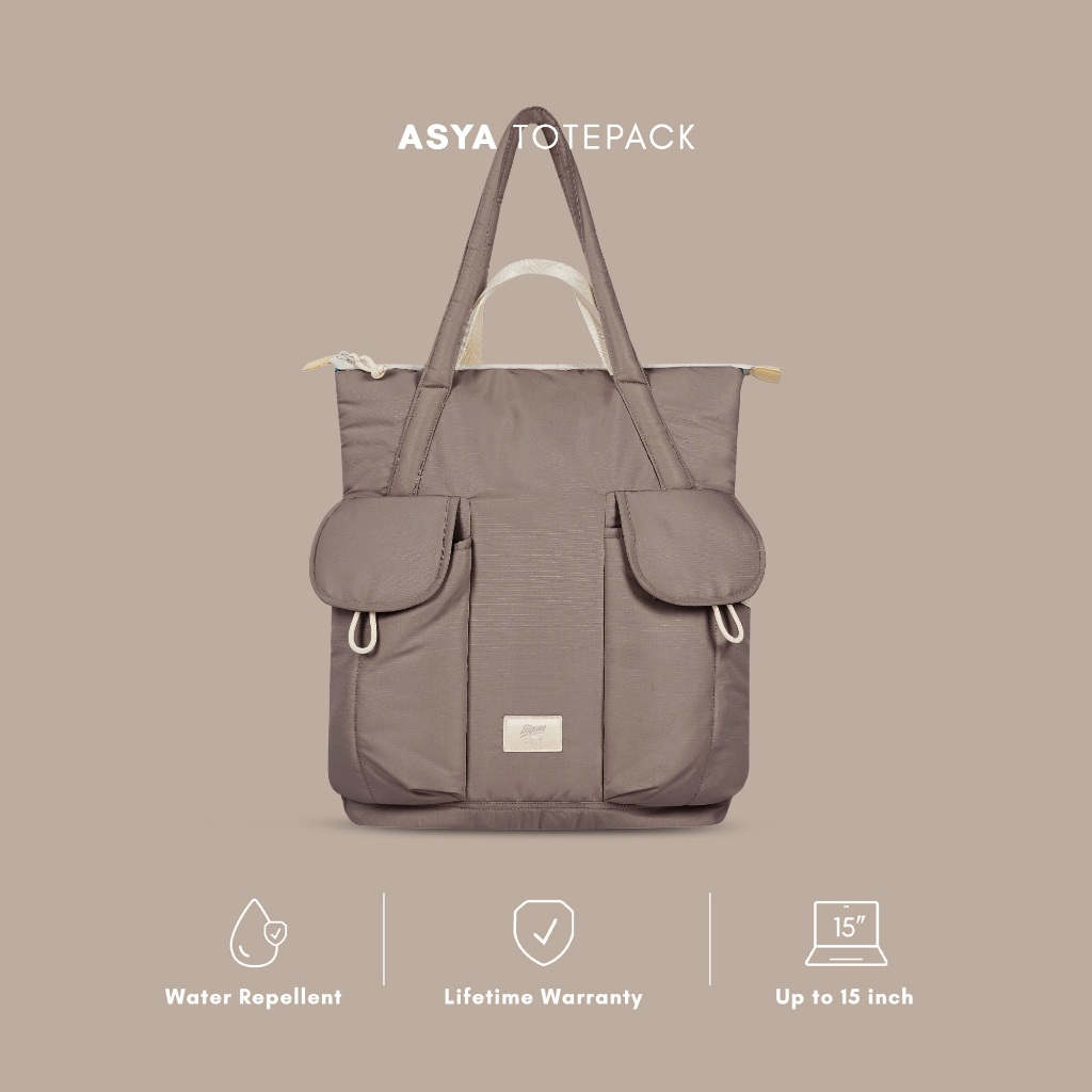 Bigmo Tas 2 in 1 Tote Bag Backpack Asya Warm Grey Water Resistant Water Proof