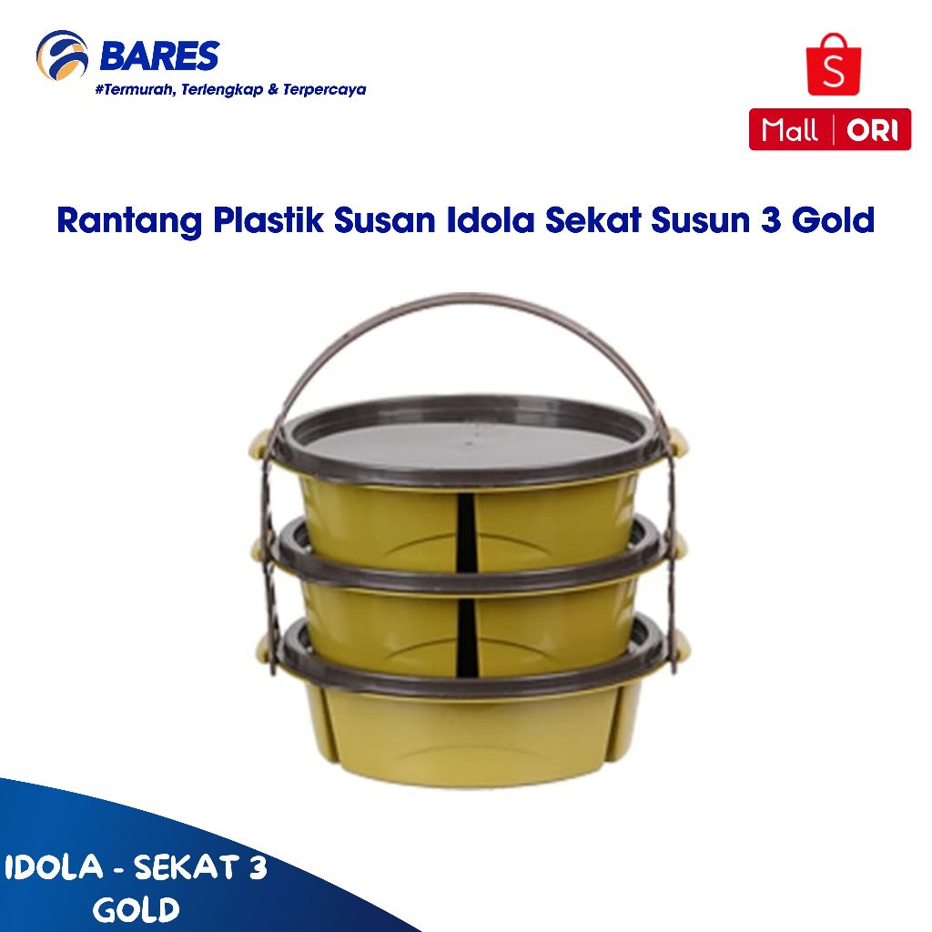 Susan Idola Rantang Plastik Sekat Susun 3 Gold