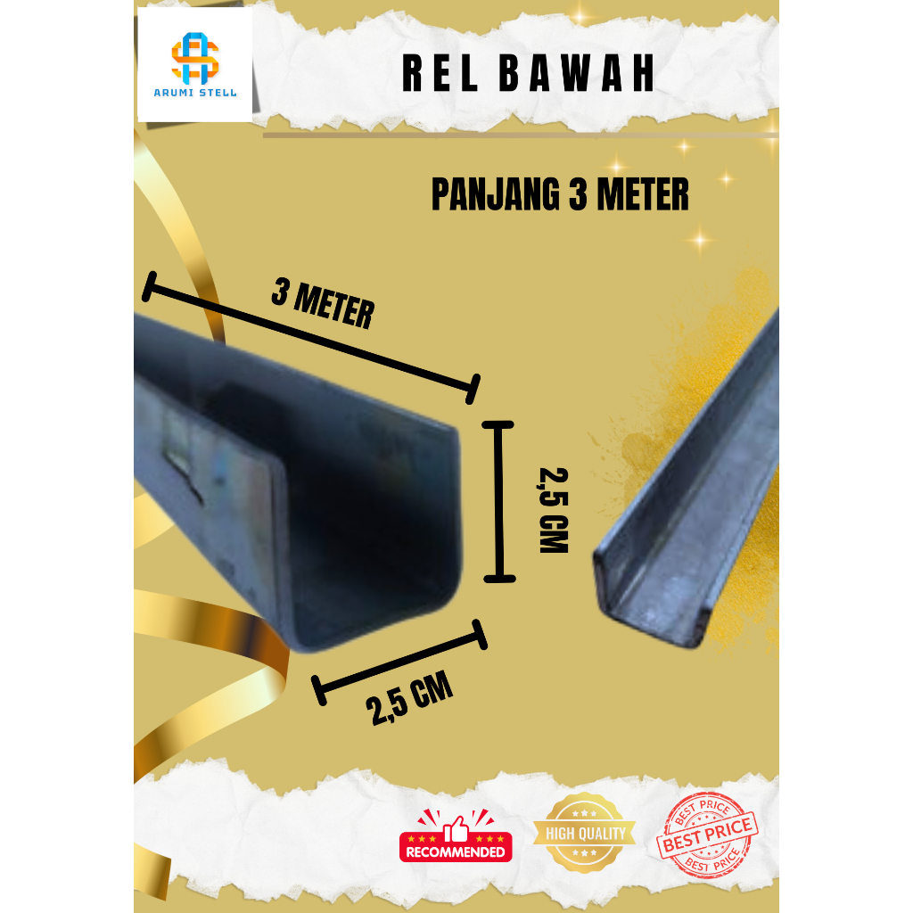 Rel Bawah Henderson Panjang 3 Meter / Rel Bawah Pintu Sliding