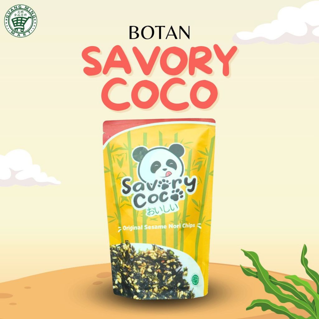 

BOTAN SAVORY COCO ORIGINAL SESAME NORI CHIPS VEGAN / RUMPUT LAUT VEGAN