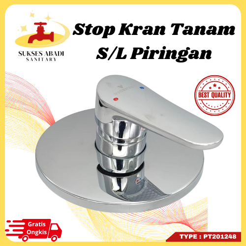 Stop Kran Tanam S/L Piringan Bahan Kuningan Panas Dingin Warna Chrome Premium / Kran Air Tanam Kran 