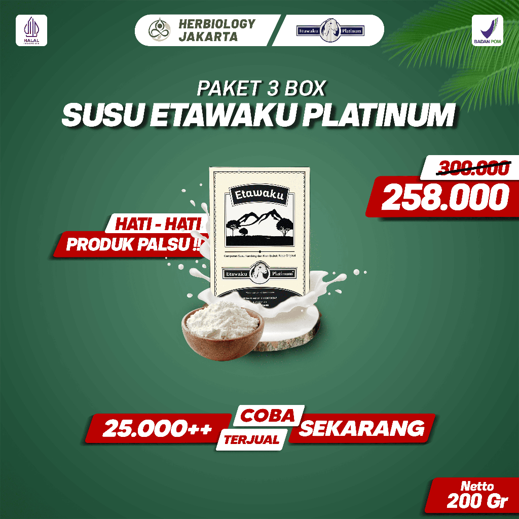 

3 Box Etawaku Platinum | Susu Kambing Etawa & Krimer Nabati Isi 200gr Herbiology
