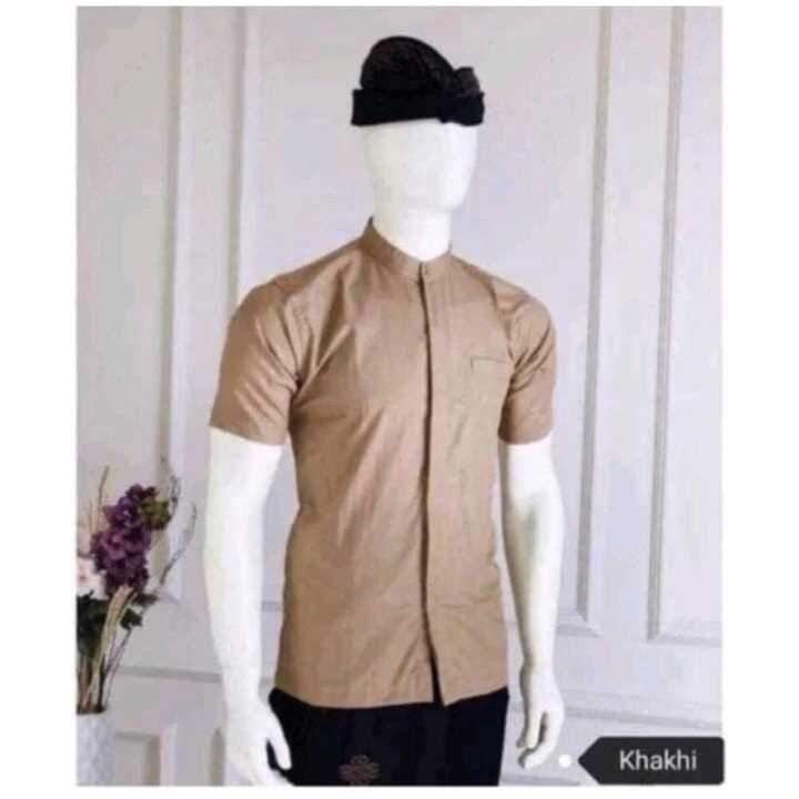 Baju Atasan Kemeja Lengan Pendek Pria Semi Safari Bali Polos