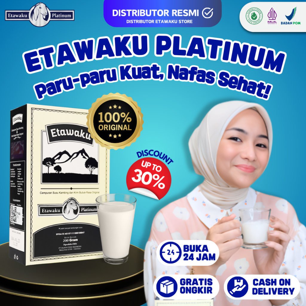 

Etawaku Platinum Original - Susu Kambing Etawa Solusi Atasi Masalah Paru-paru, Sesak Nafas dan Asma