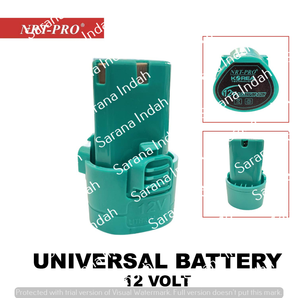 Baterai 12 Volt Untuk Cordless Drill NRT-PRO Bor Benz Ryu Bor Batre 12V Battery