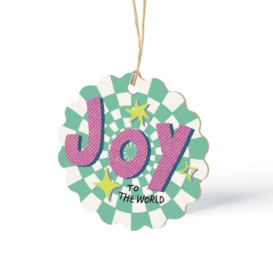 

20 Pcs Hang Tag Design Gift Tag Joy To The World Bulat Ukuran 6 x 10 cm