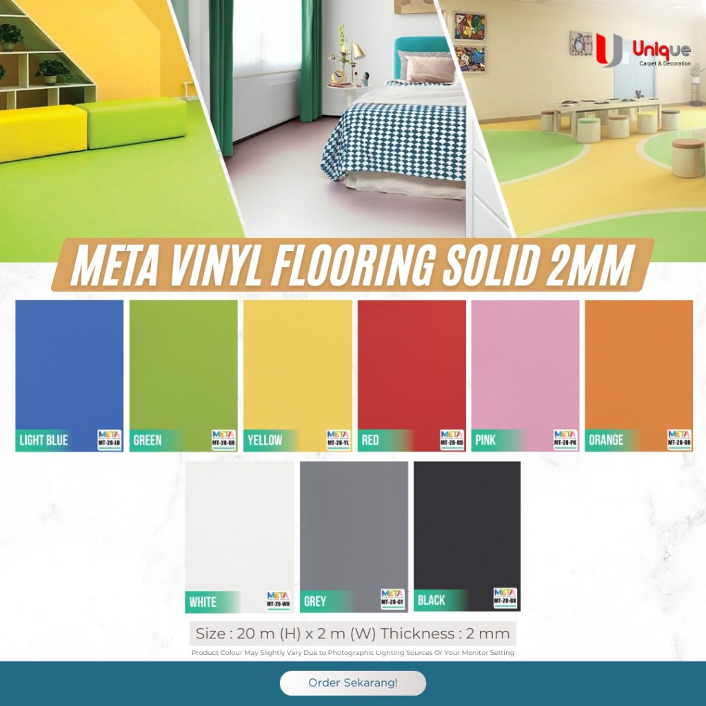 Vinyl Flooring META Motif Polos Tebal 2mm / Karpet Lantai Vinyl Roll Motif Solid / Vinyl Rol Gulunga