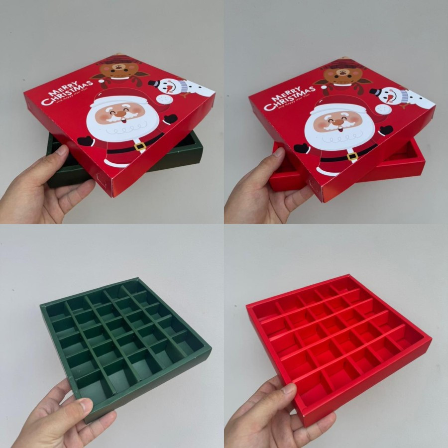 (5pcs) dus nastar bulat sekat 25 box brownies coklat kardus lapis legit mini hantaran christmas xmas