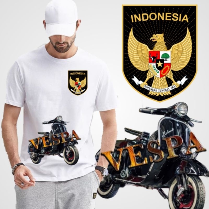 ATASAN KAOS T-SHIRT BAJU DISTRO DEWASA VESPA LOGO GARUDA PREMIUM LENGAN PENDEK HARGA GROSIR