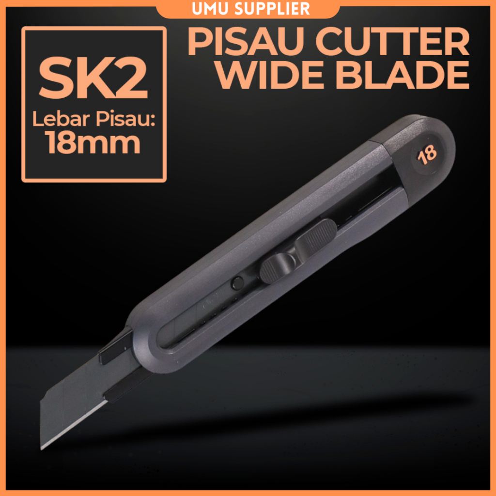

(UMU SUPPLIER) SANJI DELI PISAU CUTTER AUTO LOCK SNAP OFF WIDE BLADE SK2 18MM