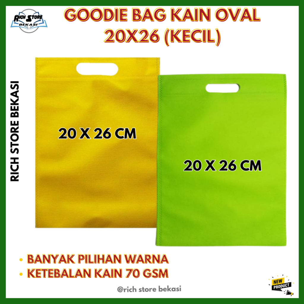 

[1 PCS] TAS SPUNBOND OVAL UKURAN 20X26 (KECIL) GOODIE BAG ULANG TAHUN/TAS CATERING/TAS BELANJAAN