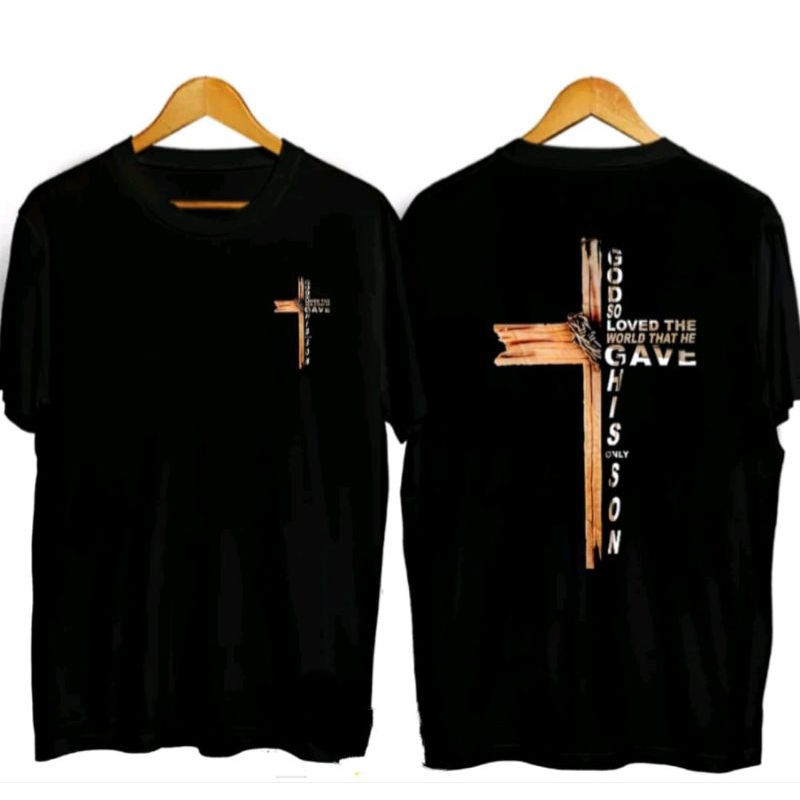 BAJU KAOS OBLONG DISTRO GAMBAR CROS SALIB / BAJU COWOK CEWEK / KAOS ATASAN CEWEK COWOK