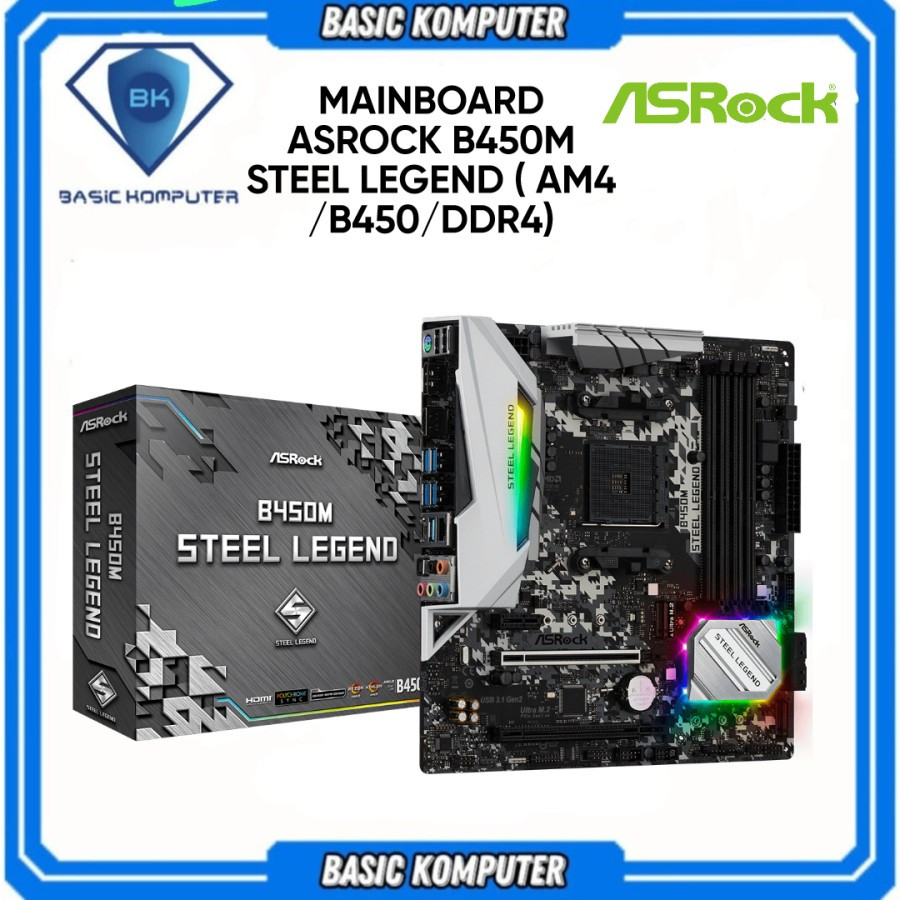 MAINBOARD ASROCK B450M STEEL LEGEND ( AM4 /B450/DDR4)