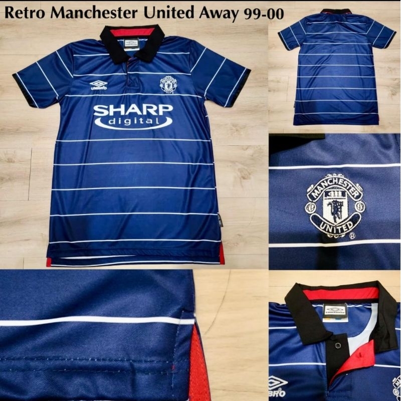 Jersey Kaos Baju Sepak Bola MU Man Mancester Manchester United Home Away 3rd Third Blue Biru Navy Re