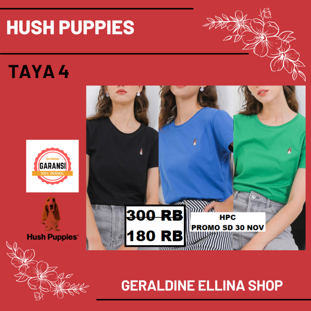 Kaos wanita Hush Puppies sale tshirt 100% original seri TAYA 4