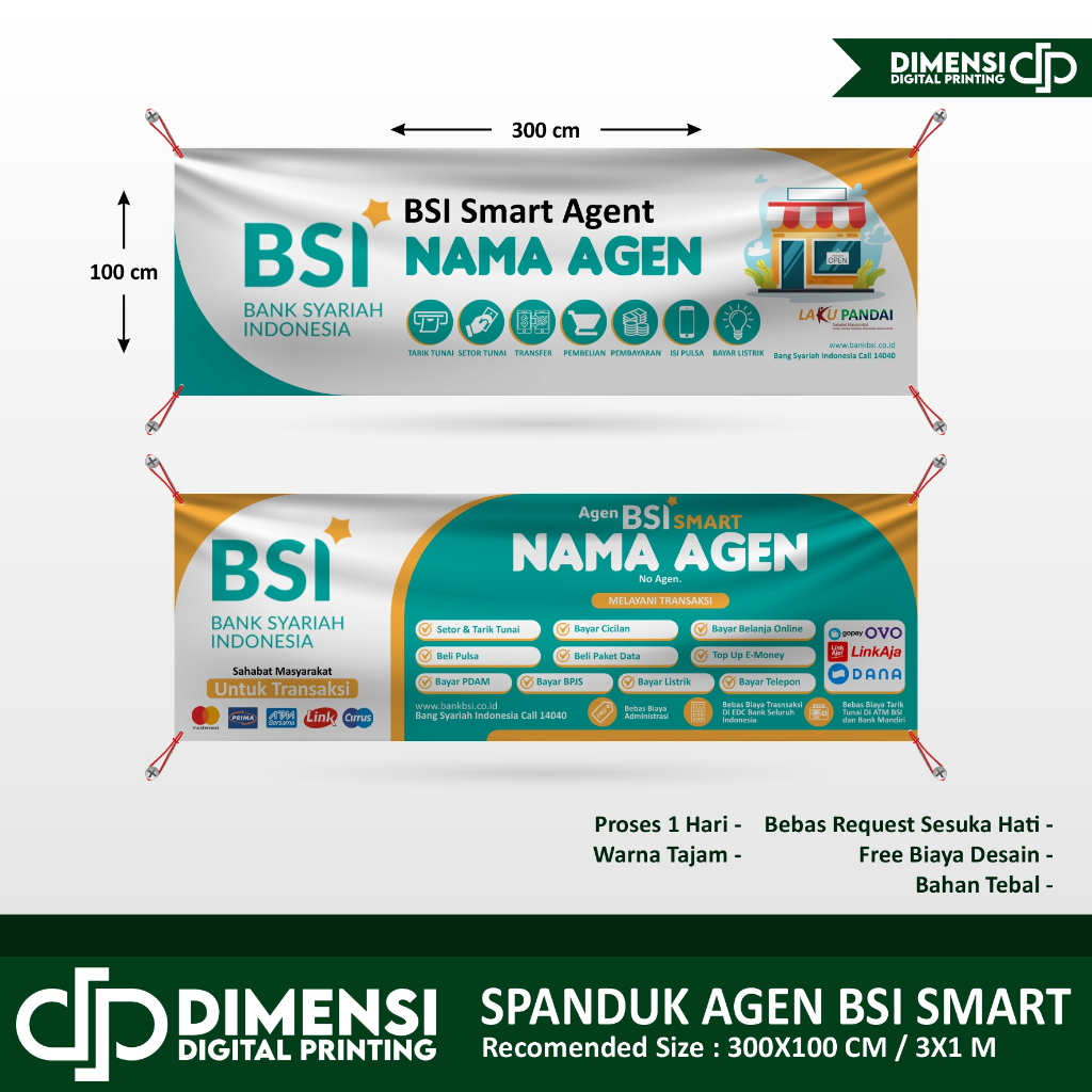 Spanduk Agen Bsi Smart / Banner Agen BSISMART / Banner Spanduk BSI Smart Agent / spanduk meteran