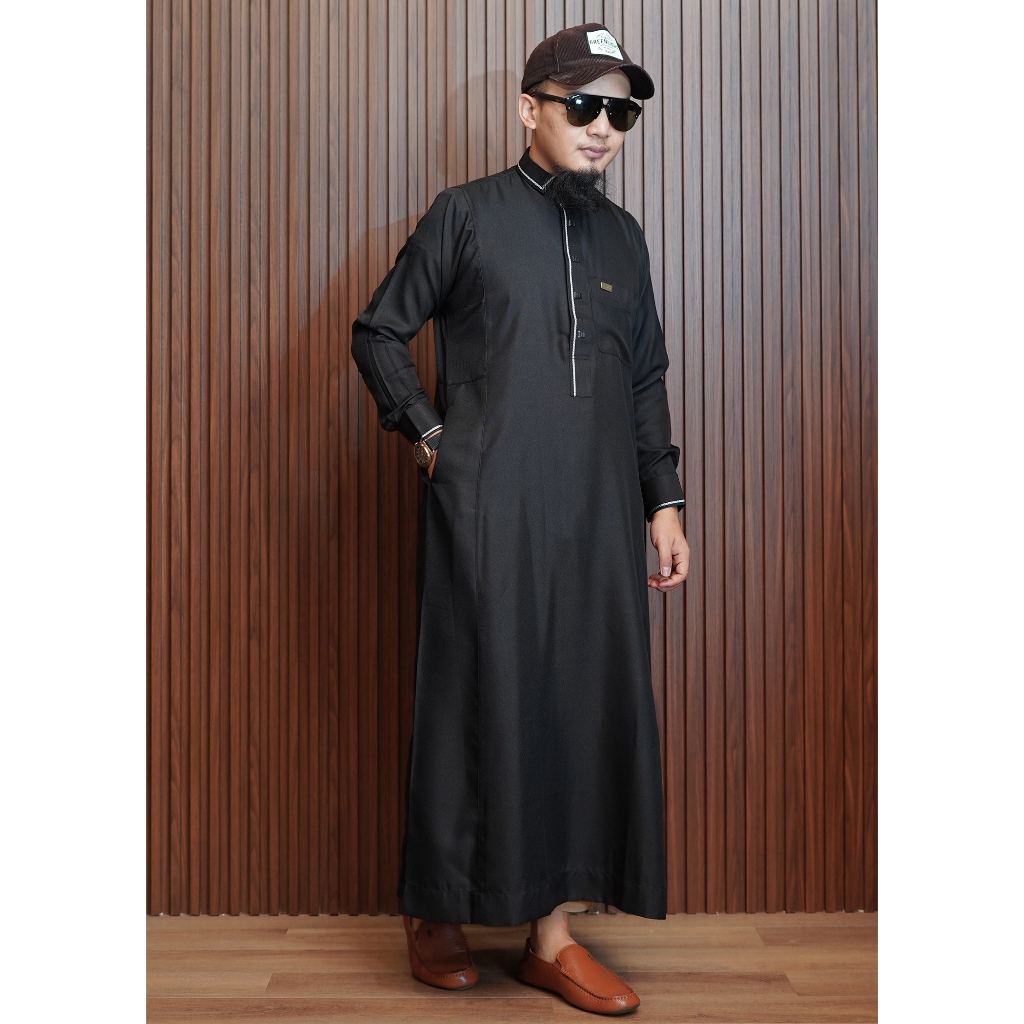 Jubah Series Thalhah | Jubah Gamis Bordir | Jubah Pria Dewasa Lengan Panjang | Jubah Kerah Kemeja