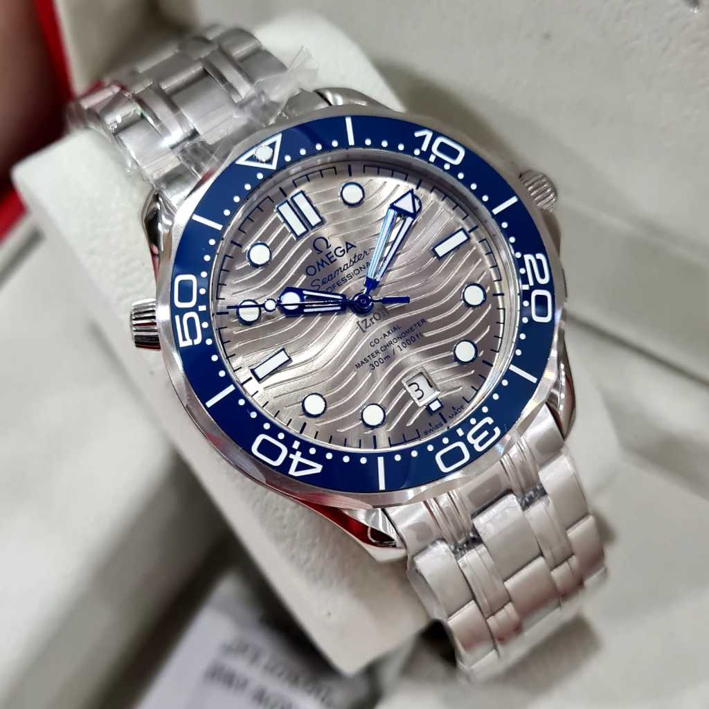 Jam Tangan Pria Omega Seamaster Automatic Stainless Steel 42mm Include Box Original