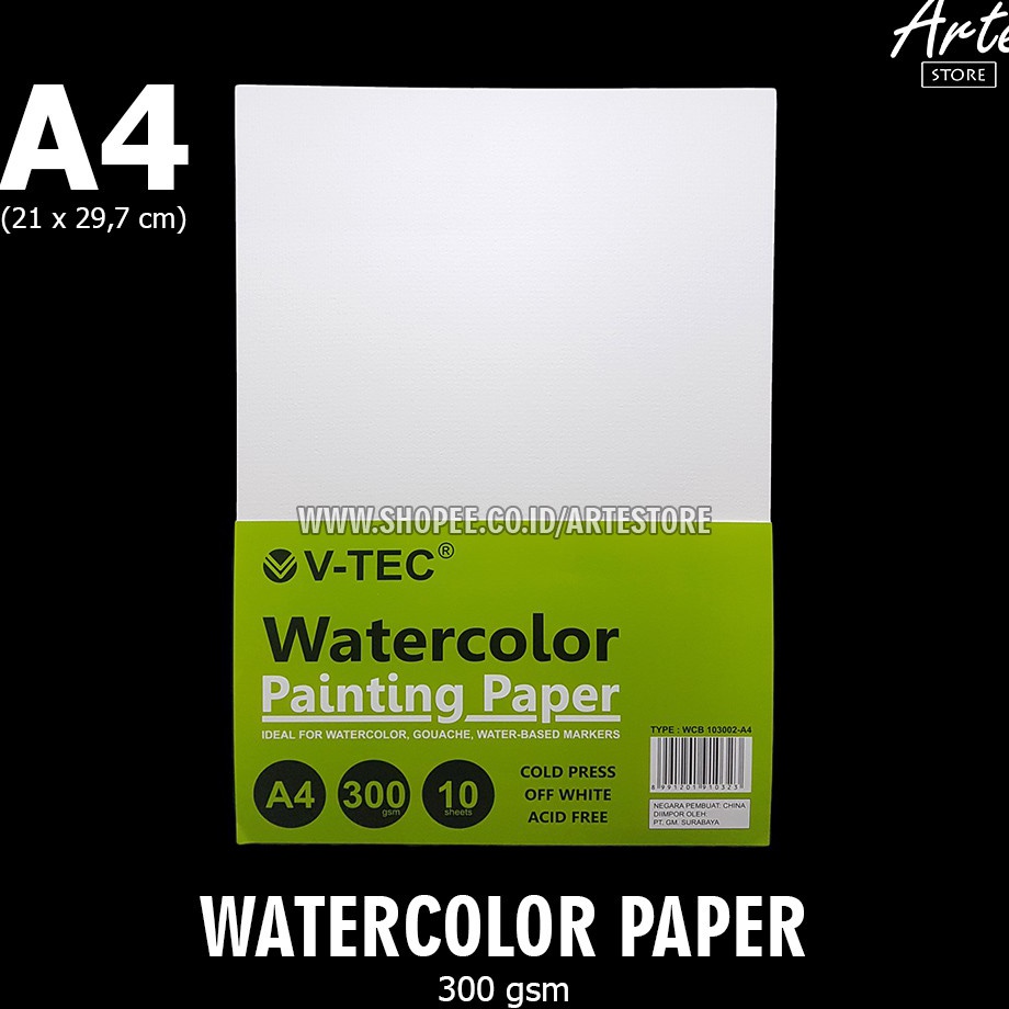 

mt Ready Stock Kertas Gambar VTEC Watercolor Paper A4 3 gsm N43