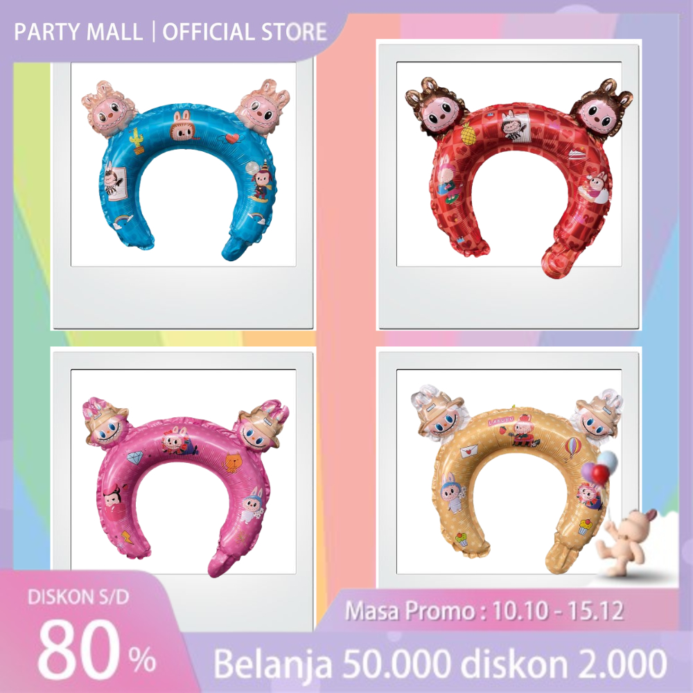 Balon Bando Motif Labubu / Balon Pentungan Labubu / Balon Foil Motif Labubu