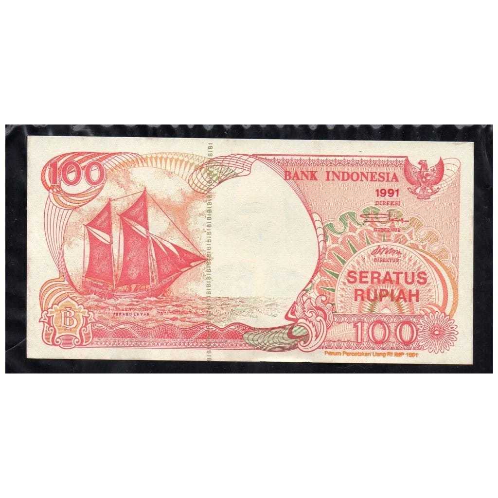 MUL UangKuno 100 Rupiah 1991 - Kapal Layar & Gunung Krakatau