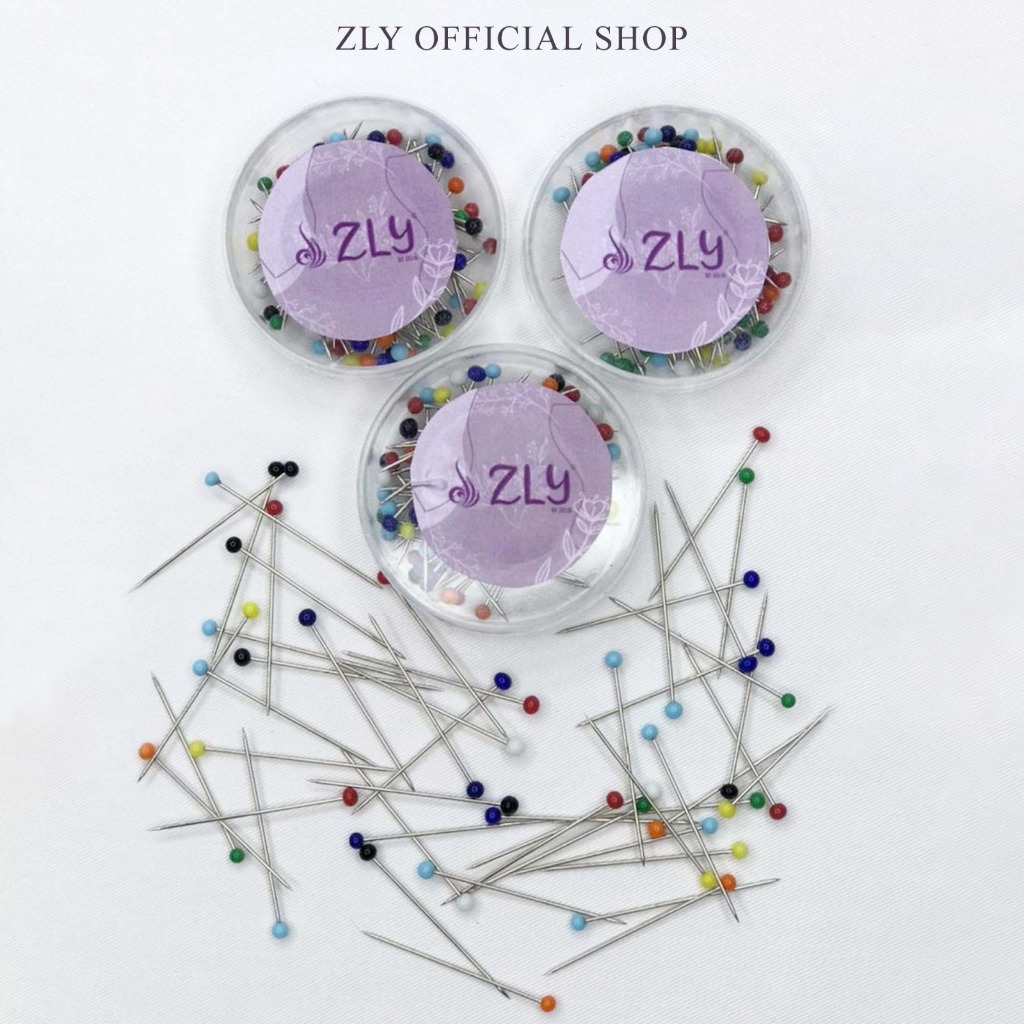 Jarum Pentul Hijab MinI Ukuran 3,5 Cm | Mika Bulat Isi 50 Pcs Aneka Warna Warni By ZLY ZELIA