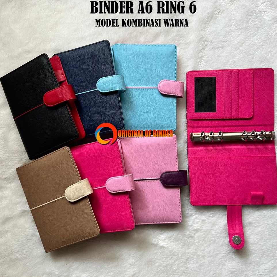 

qk Ready Binder A6 ring 6 Kombinasi Warna Bahan Kulit Jeruk Sintetis K89