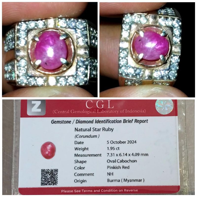 Ruby Star Burma no heat 1,95 carat