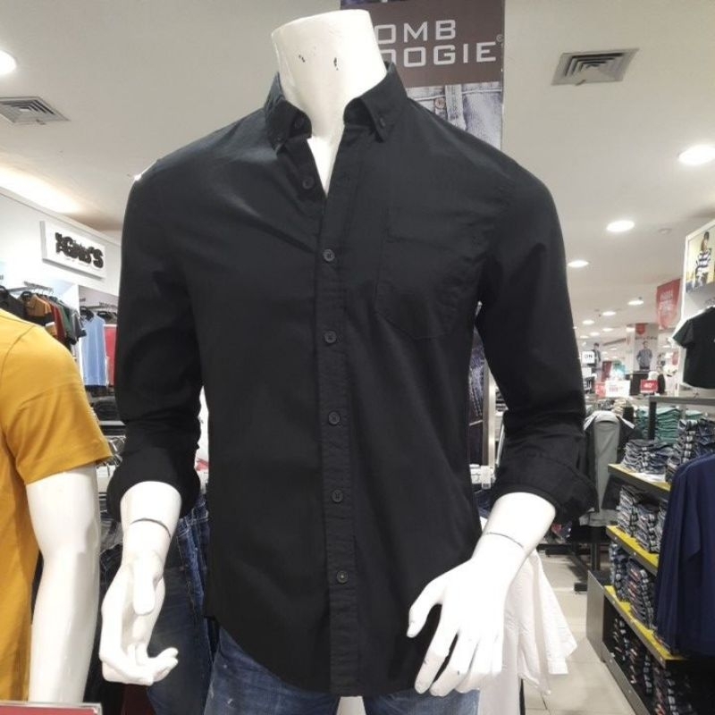 BOMBBOOGIE KEMEJA PANJANG POLOS PRIA REGULAR FIT KANTONG SATU ORI NEW|24920B5BK