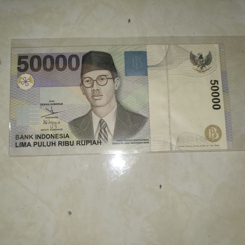uang 50000 / lima puluh ribu rupiah wr Soepratman asli gress