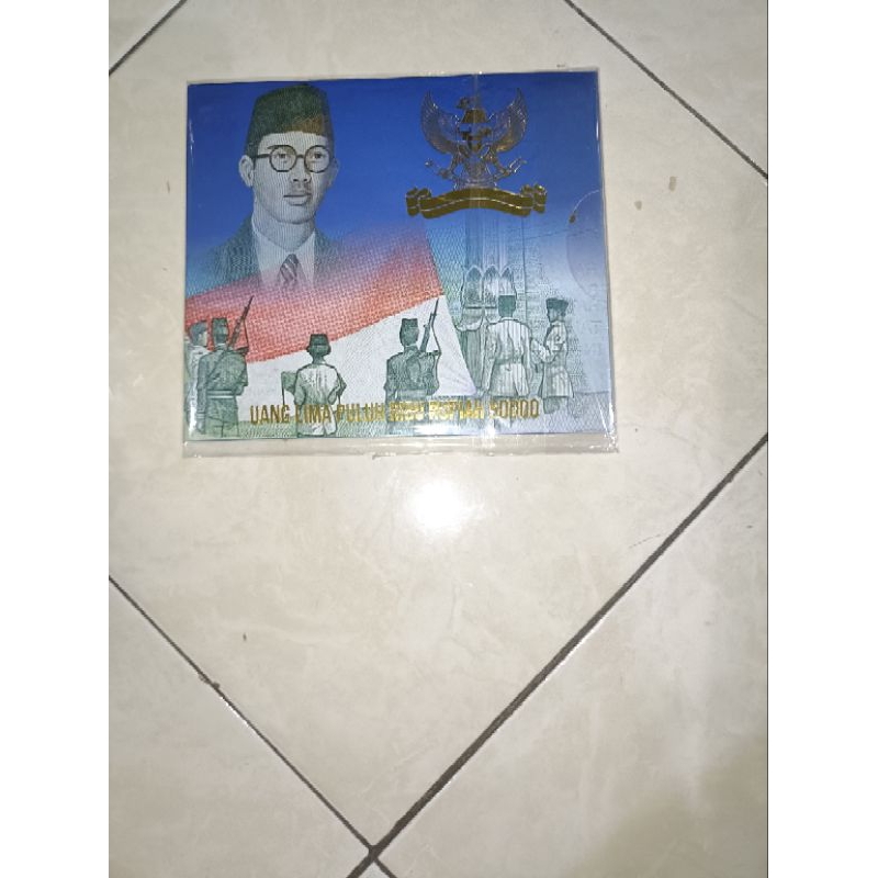 uang 50000 / lima puluh ribu rupiah wr Soepratman + folder asli unc