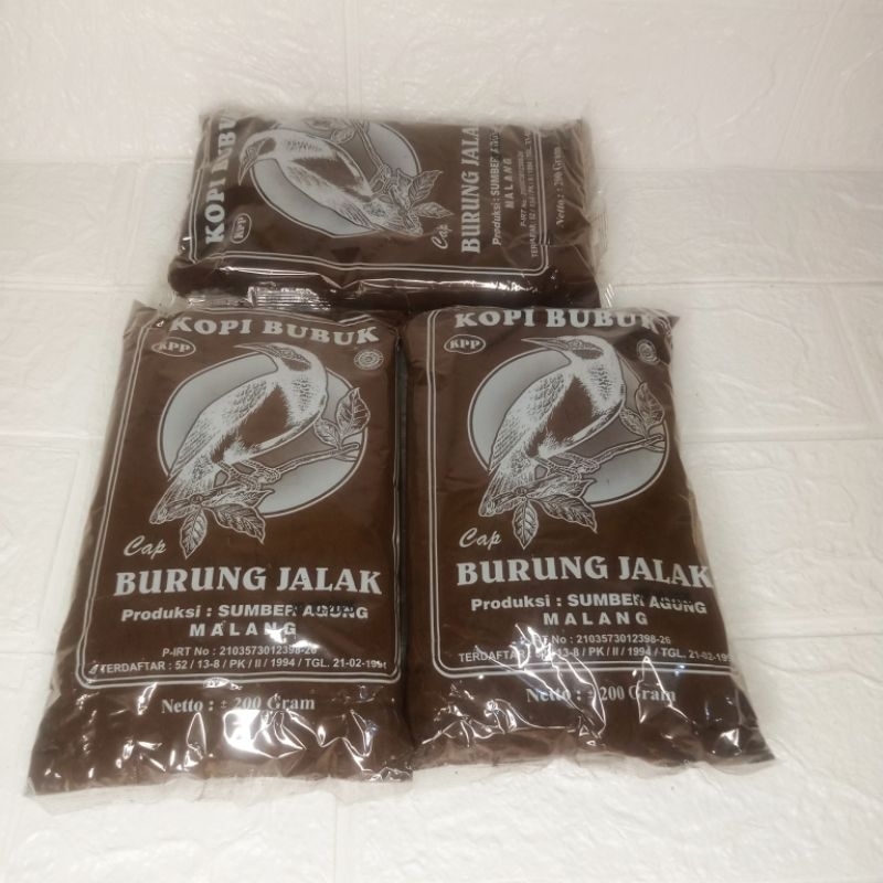 

Kopi Bubuk Cap Burung Jalak Putih Kemasan 200 Gram || Kopi Bubuk Jalak Putih