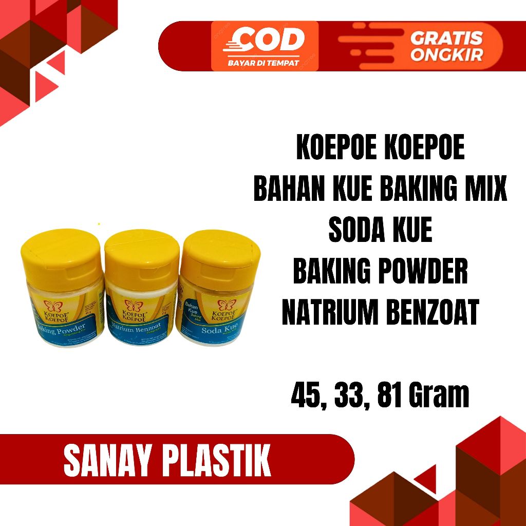 

KOEPOE KOEPOE BAKING POWDER SODA KUE NATRIUM BENZOAT 33 45 81 GRAM