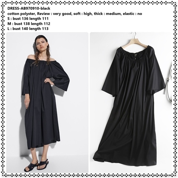 AB970910 Loose Oversize Dress Midi Sabrina Pesta Wanita Korea Import Hitam Black Jumbo Big Size