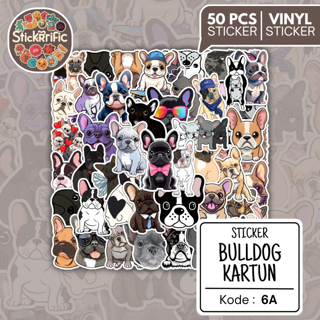 

Sticker Anjing Bulldog Lucu Isi 50pcs - Stiker Kartun Premium untuk Dekorasi Laptop, Handphone, Koper, dan Barang Pribadi 6A