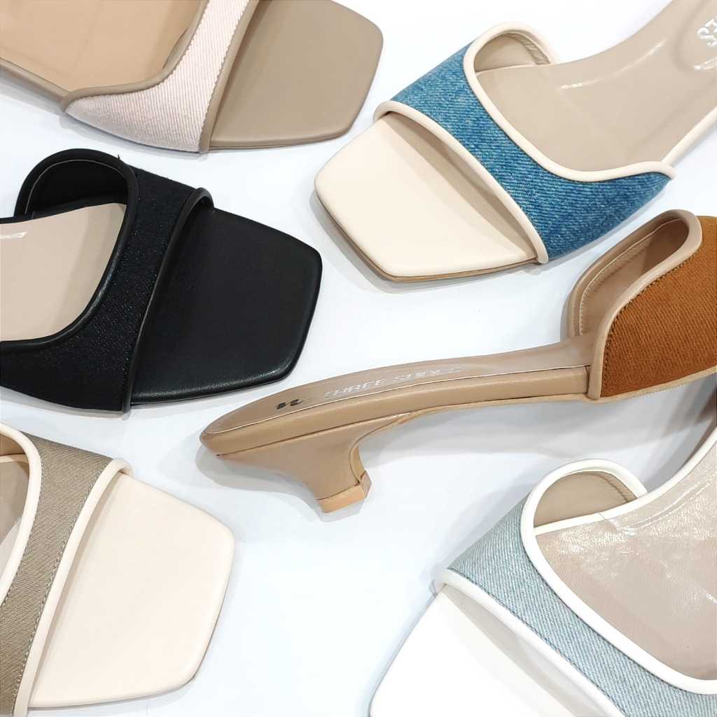 N-THREESHOES Sendal hak pendek Wanita /  Kitten Heels 3 cm   2648