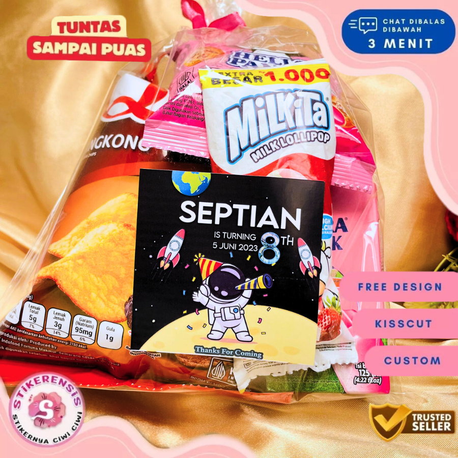 

2-4 Stiker Ultah Anak Ulang Tahun Label Bentuk Kotak Sticker Ulang Taun Uk.Kecil Stikerensis