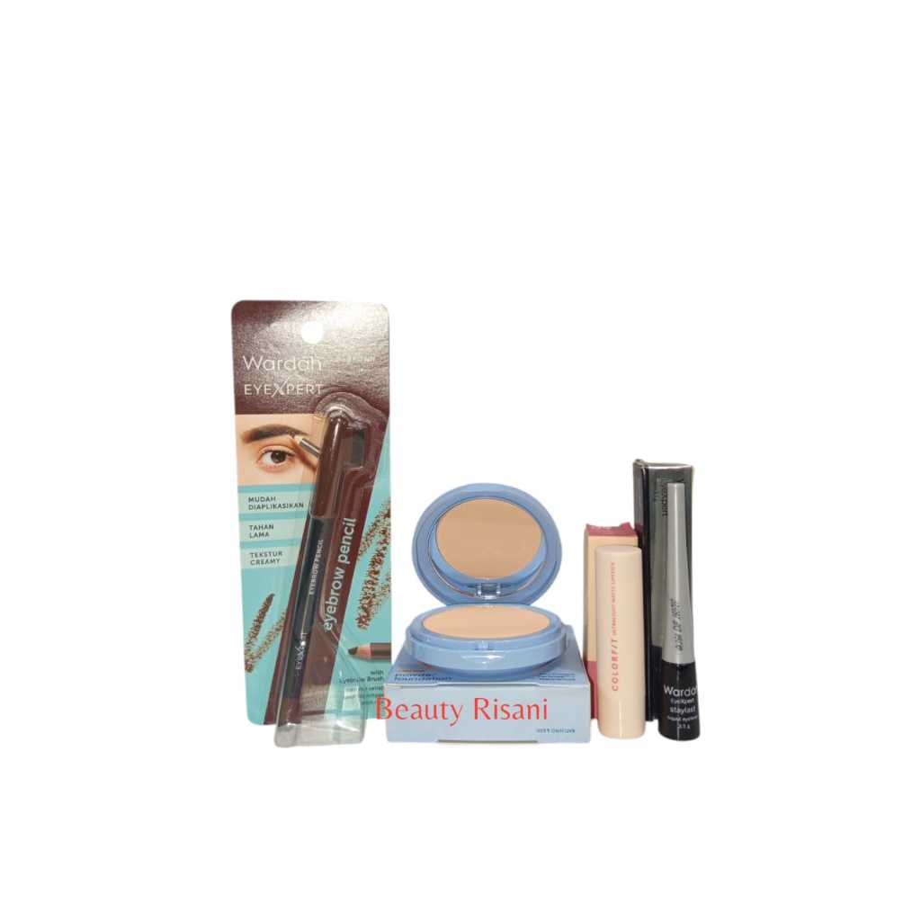 Paket Wardah : Bedak lightening-Lipstik matte-Eyelener-eyesadow