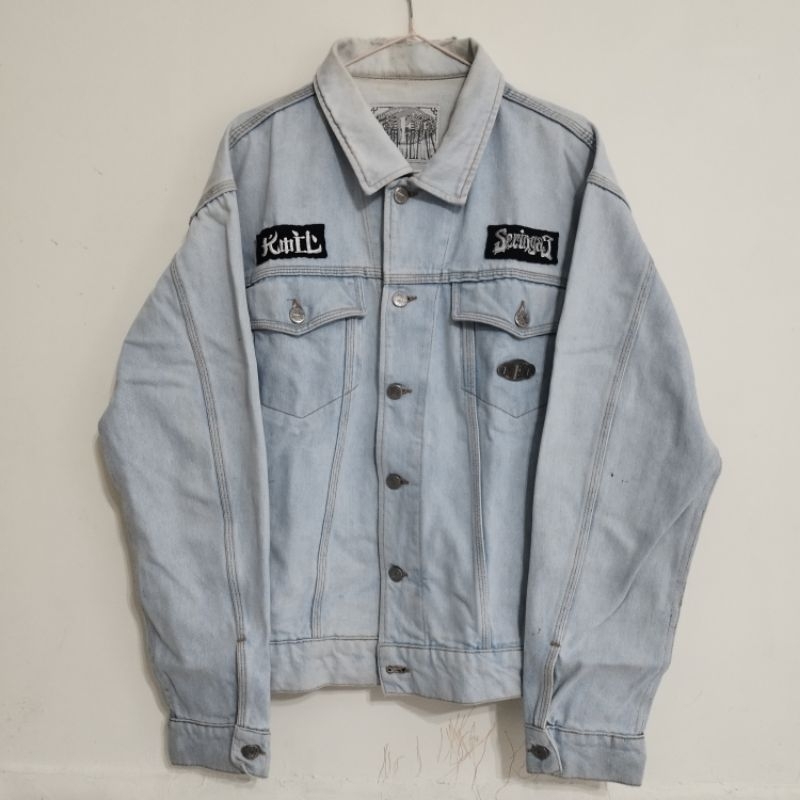 Ferre Jeans light blue Jacket the only good cop is a dead cop