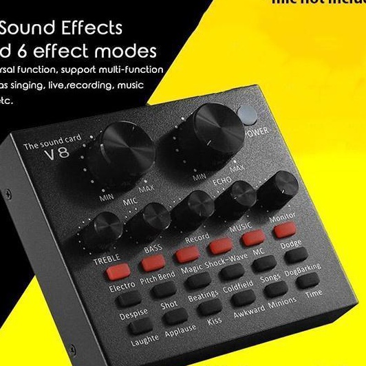 Extra SOUNDCARD V8 PLUS LENGKAP MIC V8 SOUND CARD WITH BM8 MICROPHONE LIVE BROADCAST EQUIPMENT FULL 