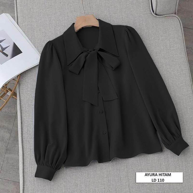 AYURA KEMEJA POLOS TALI PITA / BAJU ATASAN WANITA / KEMEJA KERJA / OOTD ATASAN WANITA TERBARU 2024