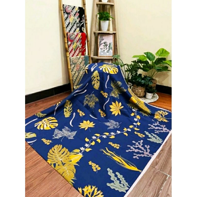 TERLARIS KAIN BATIK SOLO DAUN AKAR GEDE 3 ECOPRINT WARNA BIRU