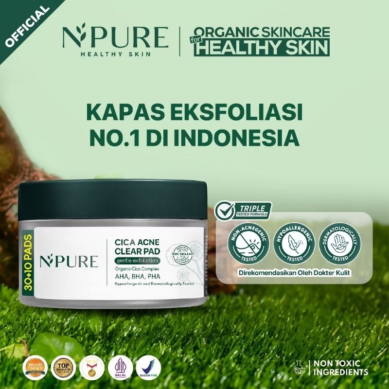 Kapas Eksfoliasi Kulit Jerawat / Acne Exfoliating Pad (40 pads) Acid Extract Glycolic Pha Wajah Brun