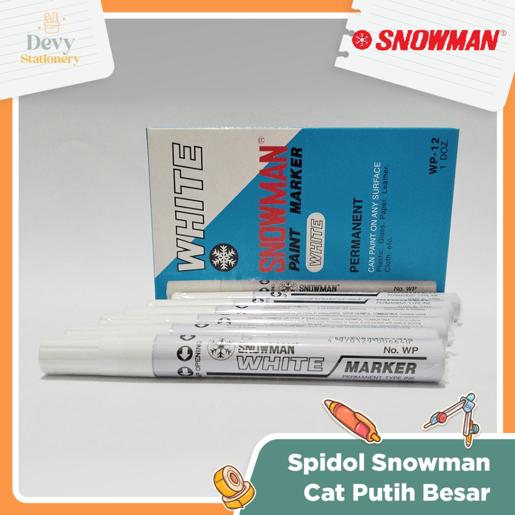 

SNOWMAN Spidol Cat Putih Besar Spidol Multifungsi untuk menulis diatas kertas, kaca, keramik