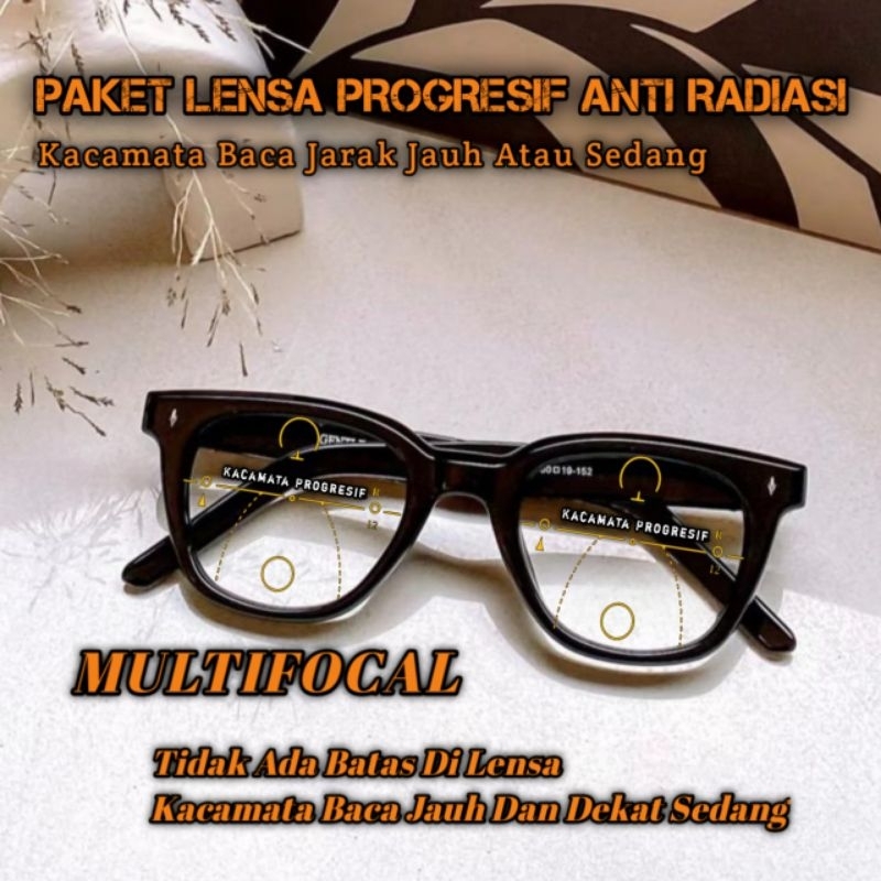 Kacamata Baca Progresif Antiradiasi Pria/Wanita | Kacamata Progresif Baca Jauh Dan Dekat | Kacamata 