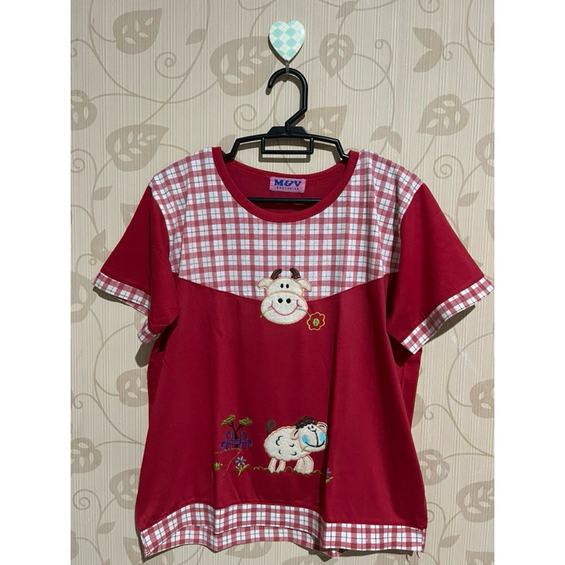 Baju Tidur Wanita Motif Sapi Merah